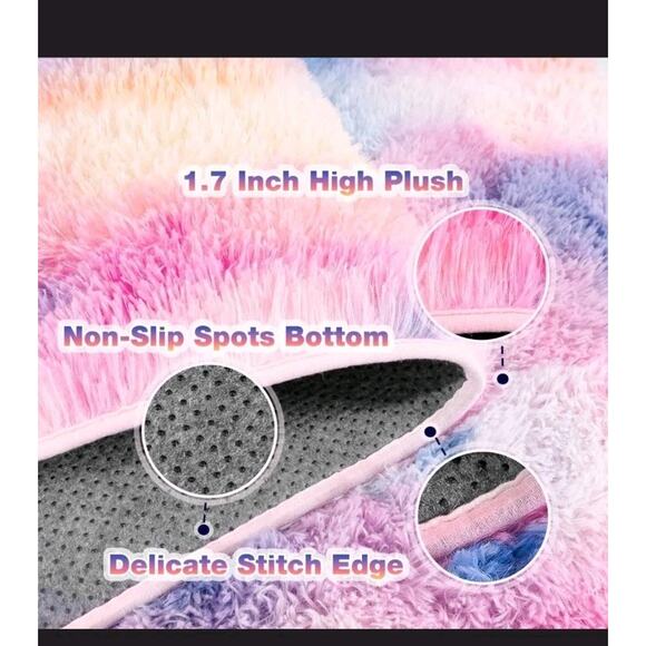 anvarug super soft shaggy room tie dyed rainbow rug 5ft x7ft - Picture 2 of 6